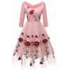 Abito da donna midi da cerimonia con rosa rossa ricamata
