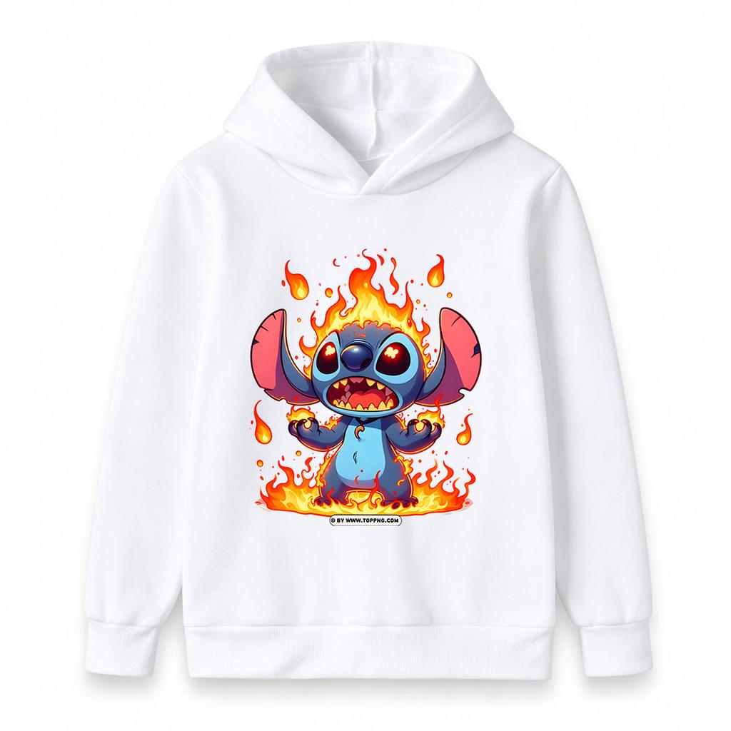 Kids Boys Girls Hoodie Angry Fire Stitch Graphic Print Pullover Hooded Sweatshirt Casual Long Sleeve Loose Fit Top For Teenagers Children Streetwear