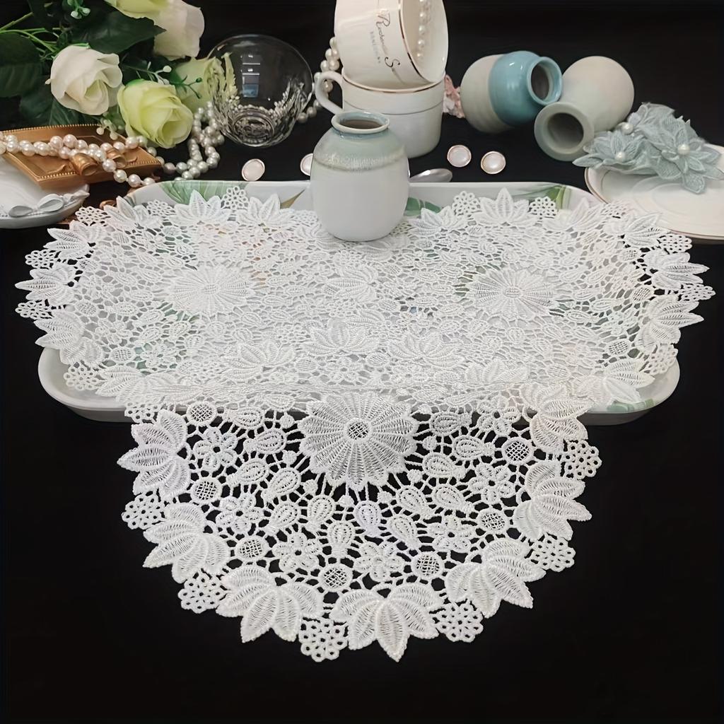 2pcs Vintage White Lace Table Mat, Plate Mat,  Home Kitchen Dinning Table Decoration