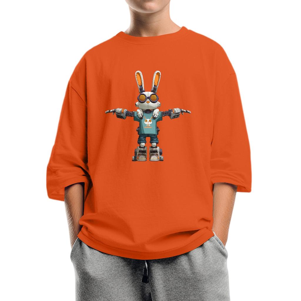 Children's Fashion Printed Round Neck Seven Sleeve Top Casual T-Shirt