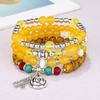 Bohemian Ethnic Layered Beaded Bracelet with Rose Flower Pendant