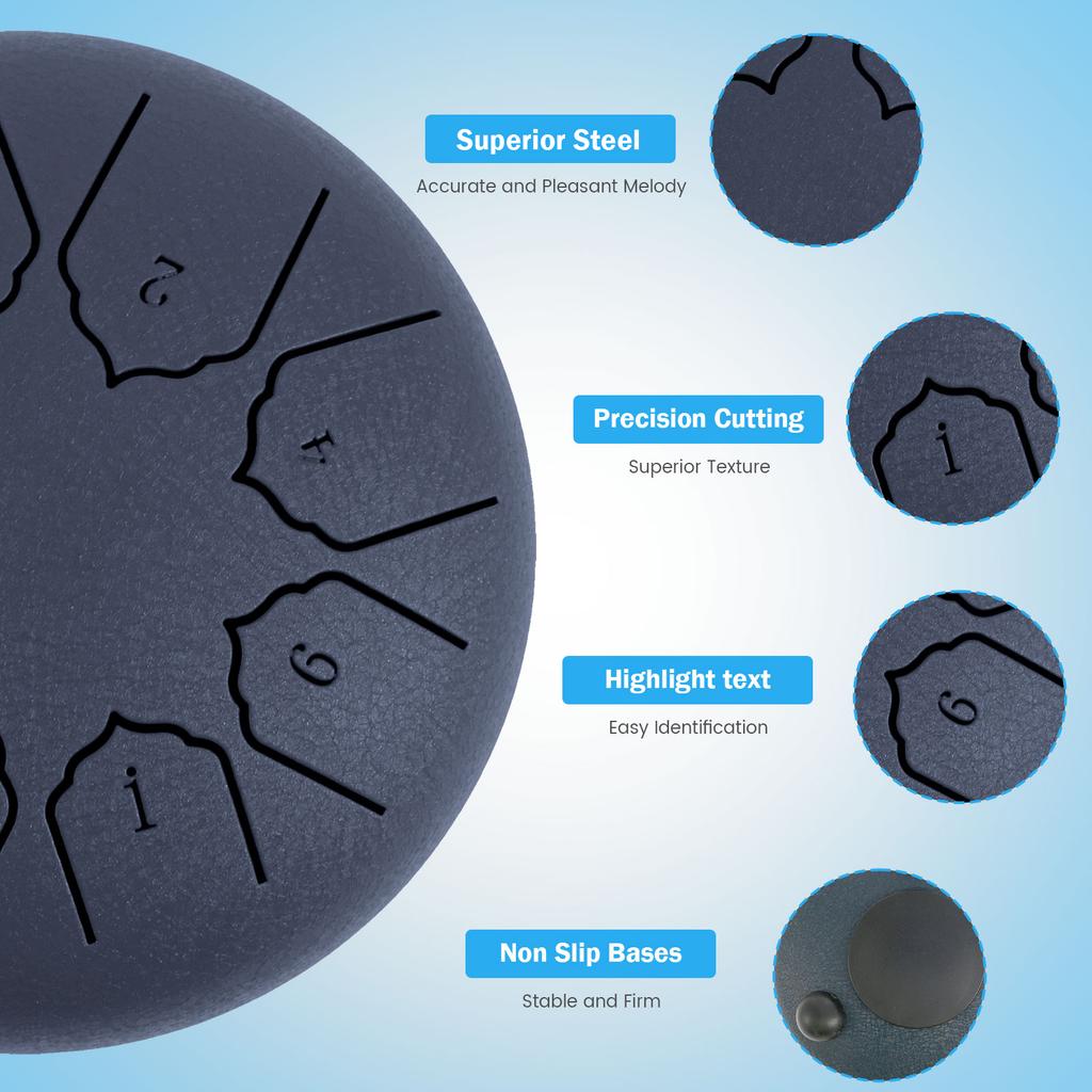 Rain Drum Tones Steel Tongue Drum Outdoors Rain Drum Instrument Mini Hand Drum Ethereal Drum Sticks Percussion Drum Accessories