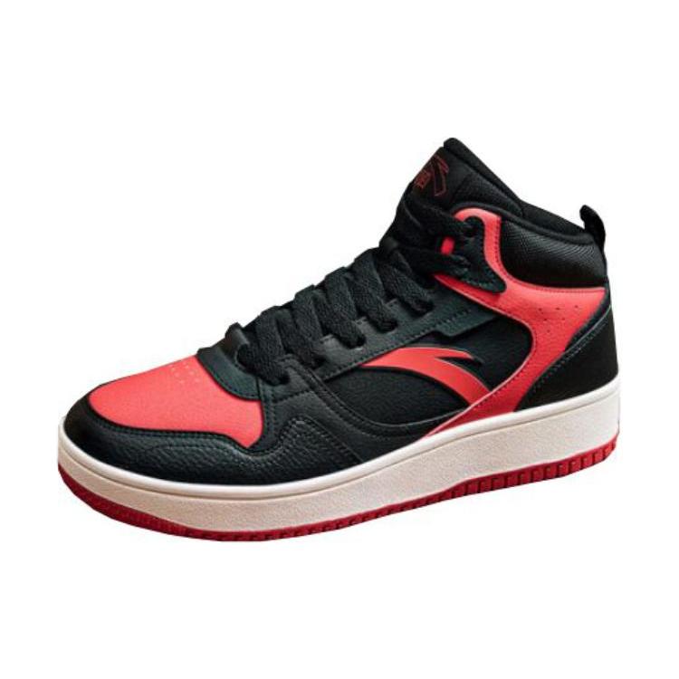 New Anta Life Collection Anti Slip Wear Resistant High Top Skateboard Shoes Men's Black Red 912348082-5