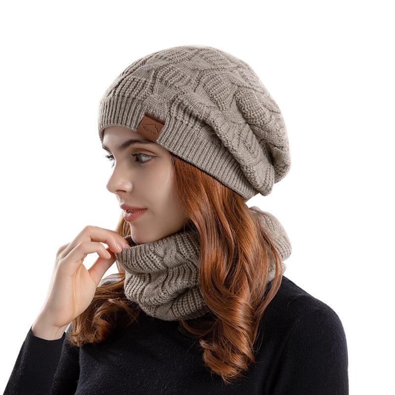 Dámská podzimní zimní zateplená vlněná čepice Unisex pletená plyšová zesílená zateplená čepice