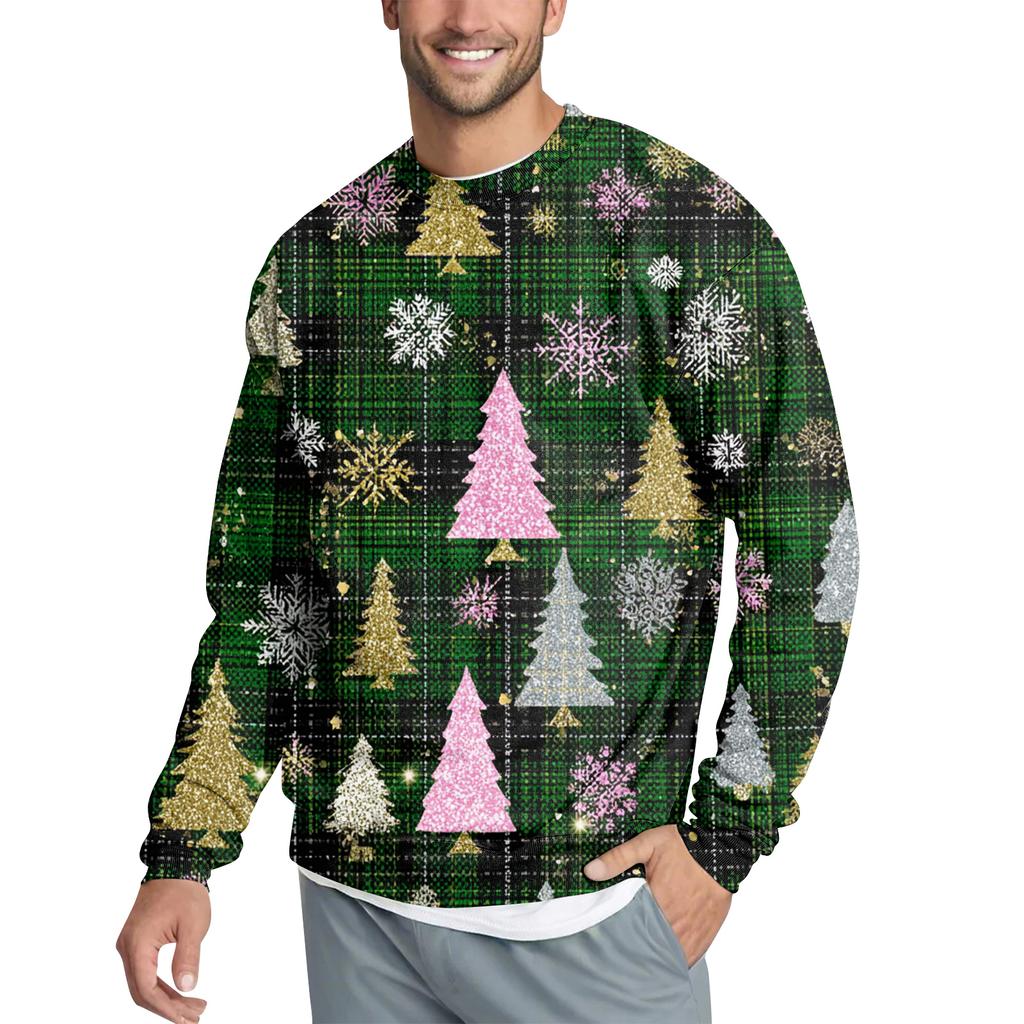 Men's Casual Fashion Printed Round Neck Pullover Sweatshirt