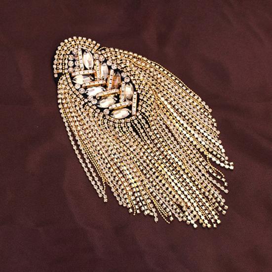1/2 Stuks Strass Kwast Schouder Epaulet Mannen Vrouwen Uniformen Jas Blazer Kostuum Pak Metaal Lang