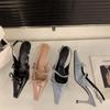 Nischen-Französisch Nude-Rosa High Heels Stilettoabsatz Taschenkopf Sandalen Feenschuhe 2025 Frühling und Sommer mit Rock Einzelne Schuhe