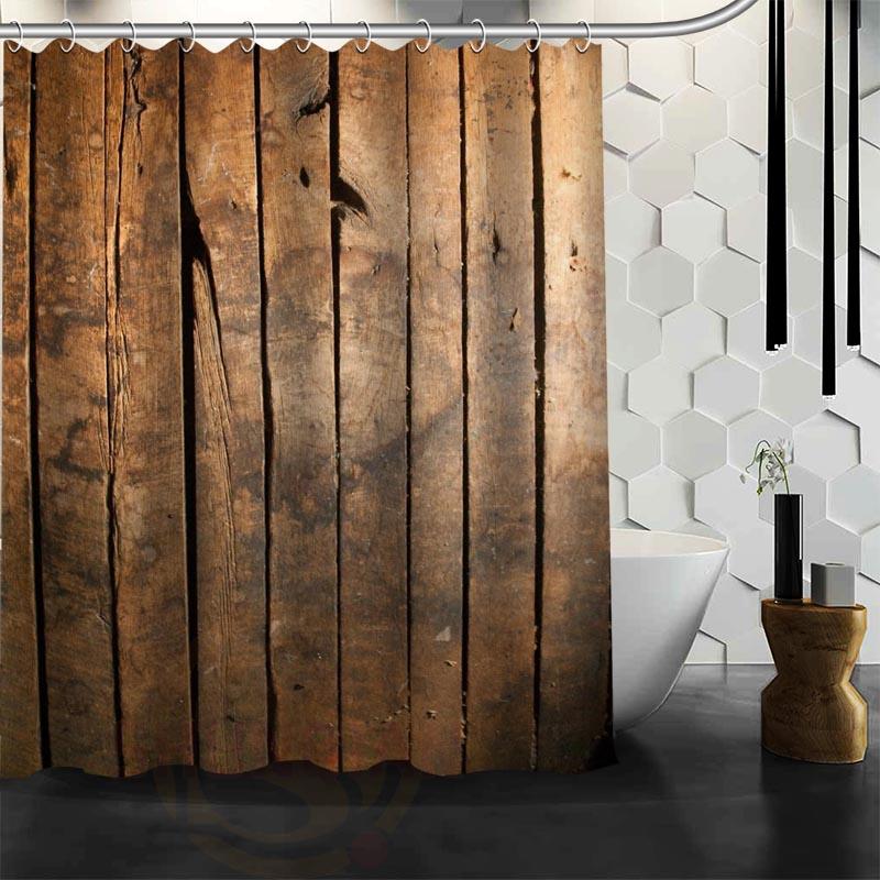 

Custom The old wood, colorful wood Shower Curtain Waterproo Polyester Fabric Custom Bathroom Curtain Hooks 90x180cm світло-сірого кольору