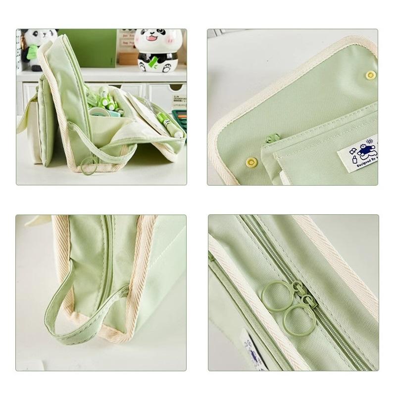 Holiday Time Pencil Bag Pen Case Leisure Design Detachable Front Pack Handle Storage Pouch for Stationery School