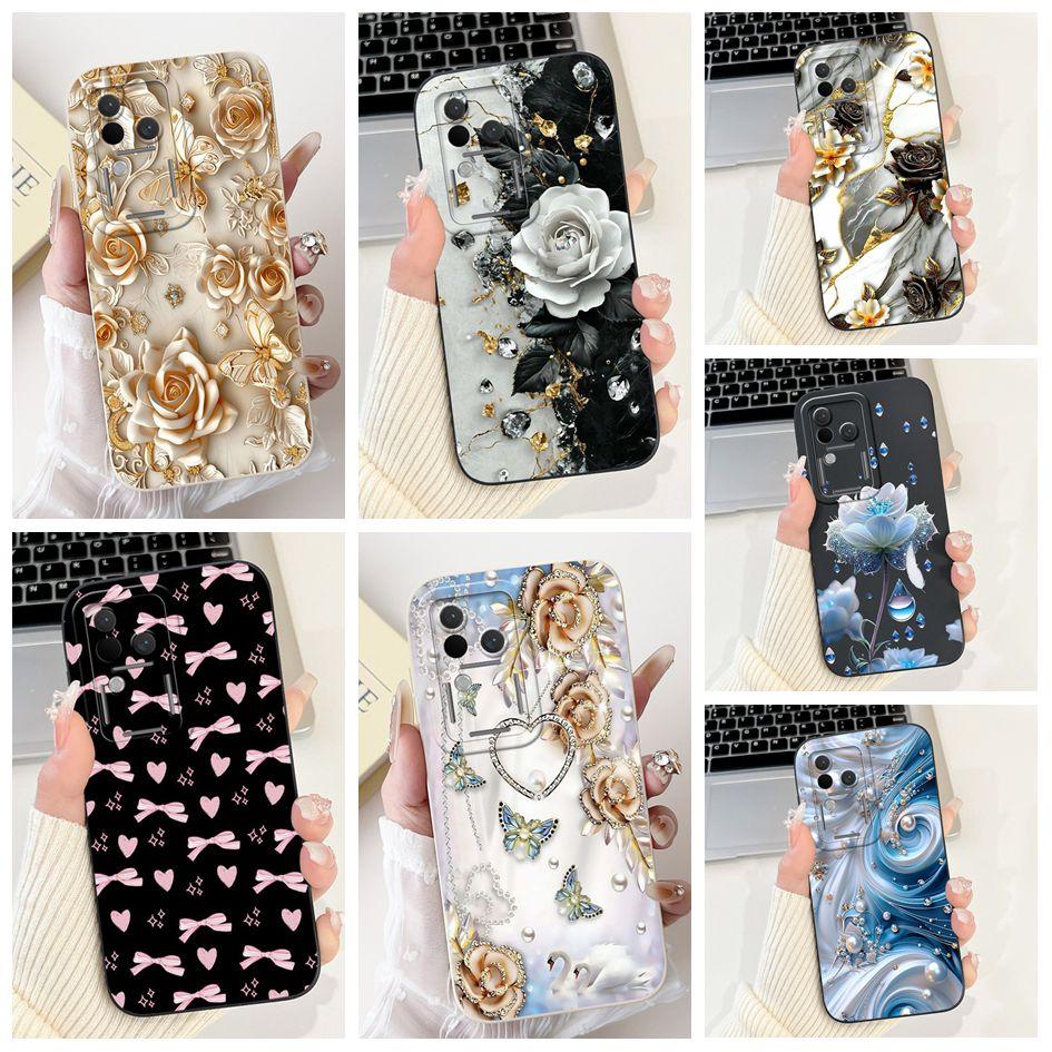 Für Vivo V30 V2318 Hülle V30 Pro V2319 Cover Beliebte Blumen Schleife Weiche Flüssigsilikon Handyhüllen Für Vivo S18 Pro V 30 Fundas