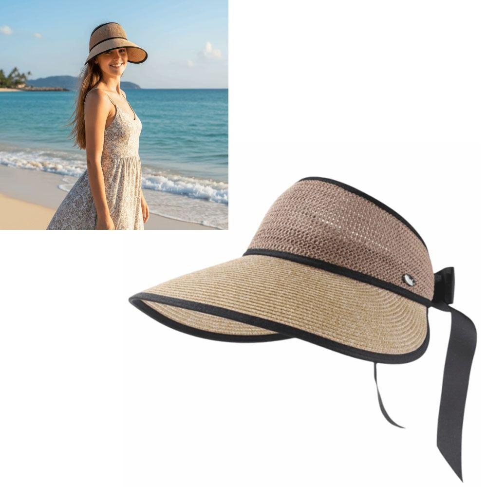 Breathable Foldable Sun Hat Adjustable Empty Top Sun Hat Durable Straw Sun Visors Beach