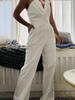Spring & Summer Chinese Long Skirt Jumpsuit - Oblique Collar, Mid-Waist, Elegant Commuting or Evening Wear.