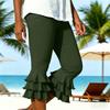 Damen Y2K Style Yoga Capri-Hose Lagen-Rüschensaum Kurze ausgestellte Leggings Sommerlich Lässig Stretch Schlanke Passform Ausgestellte Hose