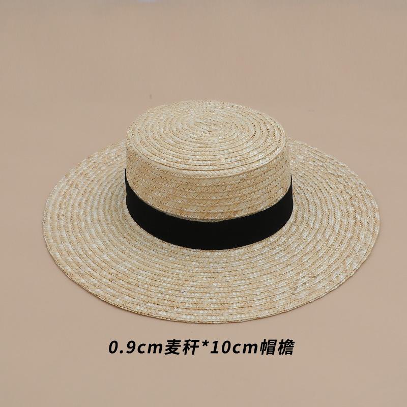 [Customized] Straw flat-top straw hat women's summer fashion seaside beach Panama straw top hat wholesale