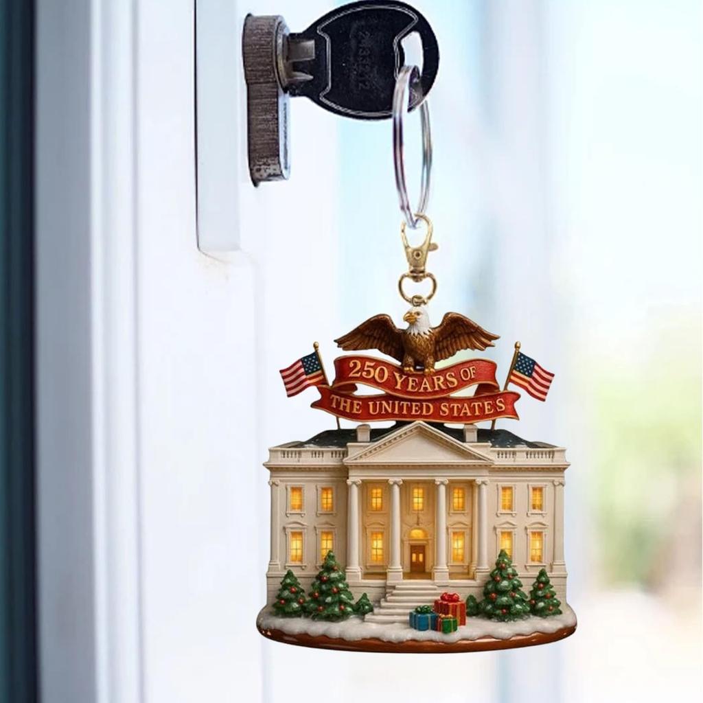 2D US 250th Anniversary Ornament, Patriotic American Bicentennial Decor For Christmas Tree Or Year-Round Display, Collectible Keepsake Gift