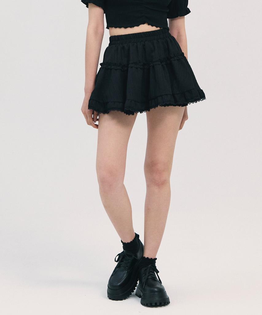 Be Able To Saya Frill Skirt-Black