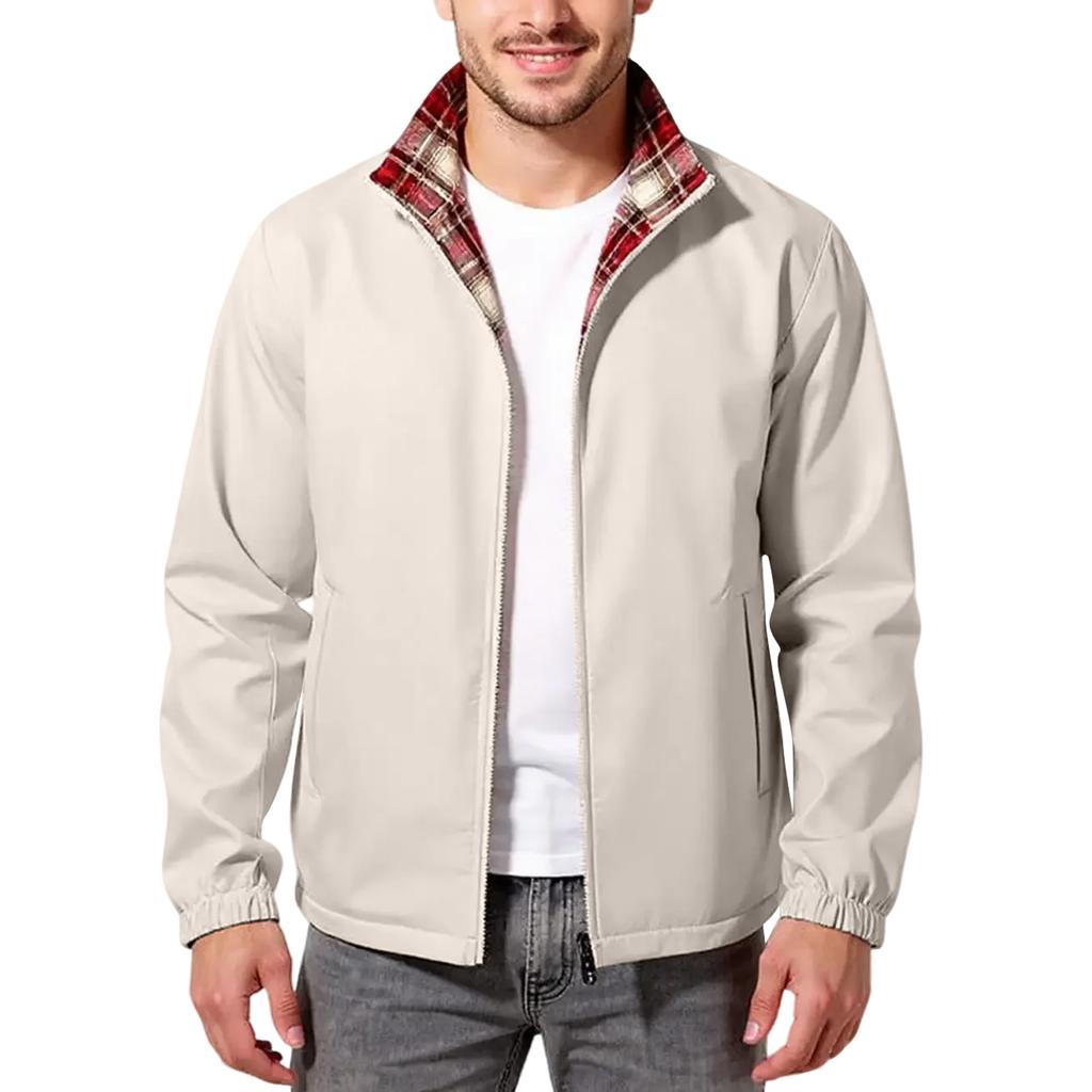Stand Up Collar  Men's , Warm And Loose, Outdoor Solid Color,  And Breathable, With Thickened Fleece