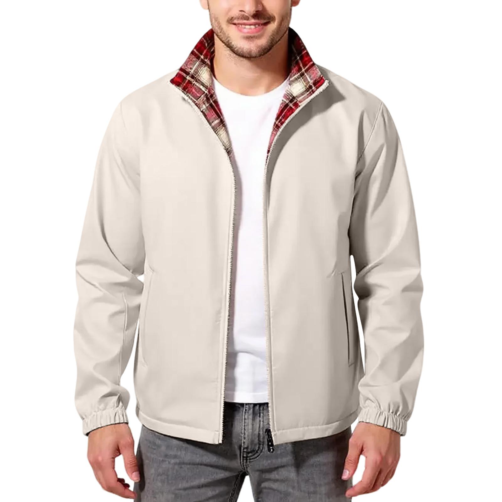 

Stand Up Collar Men s , Warm And Loose, Outdoor Solid Color, And Breathable, With Thickened Fleece XL