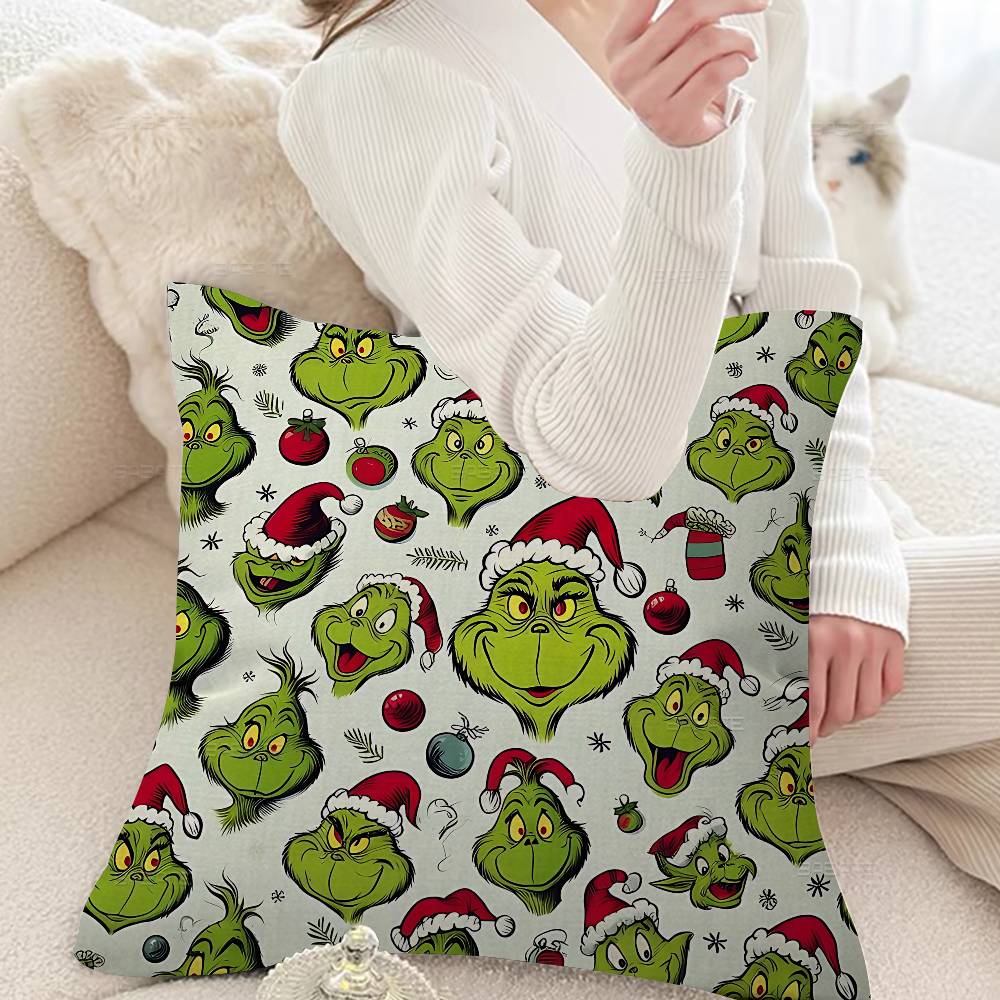 Movie The classic G-Grinches Pillow Covers Cartoon Sofa Decorative Home Double-sided Printing Short Plush Cute Cushion Cover