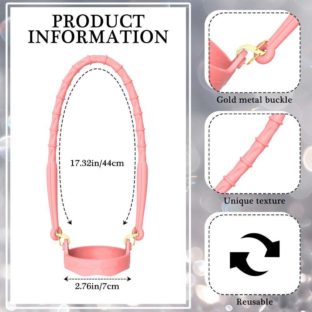 Silicone Water Bottle Handle with Adjustable Strap Reusable Drink Carrier Strap Solid Color Water Bottle Sling