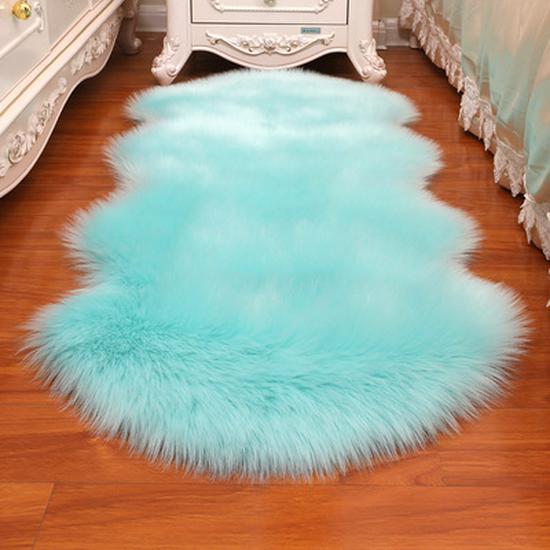 European Imitation Wool Plush Carpet - Gray and White