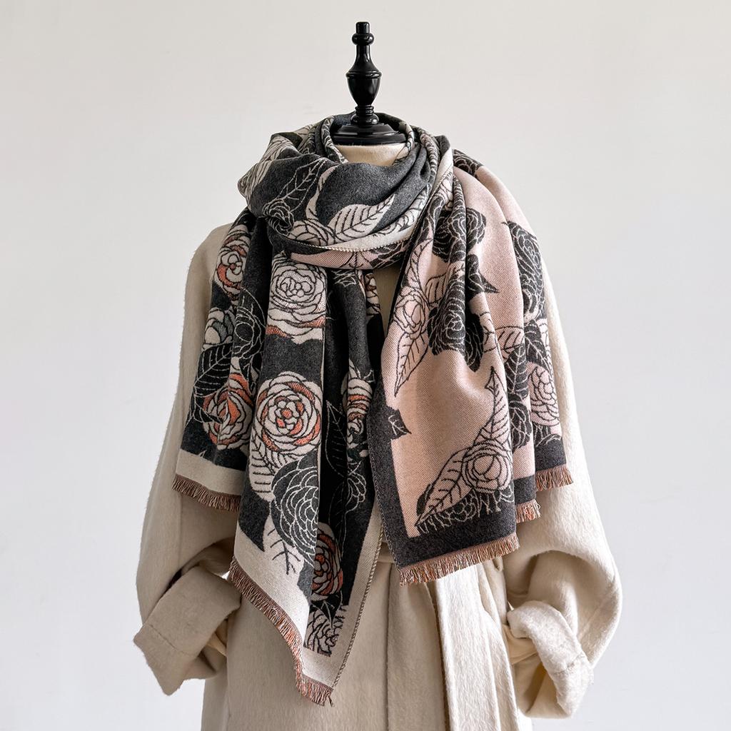 Luxury Winter Cashmere Scarf for Women Warm Thick Pashmina Blanket Poncho Female Shawl Wrap New Design
