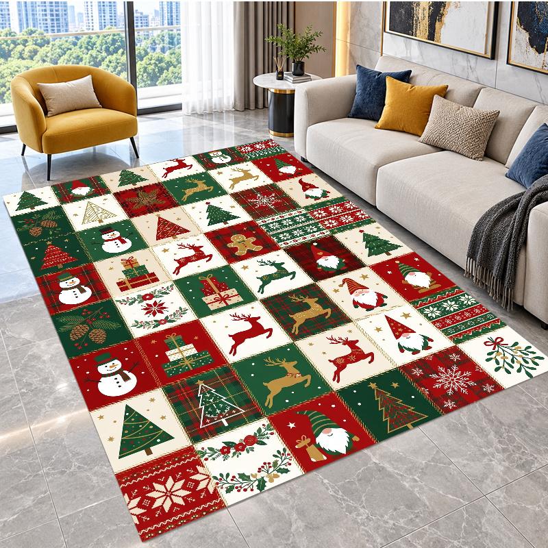 Christmas Theme Floor Carpet, Soft Area Rug, Xmas Indoor Home Holiday Decoration