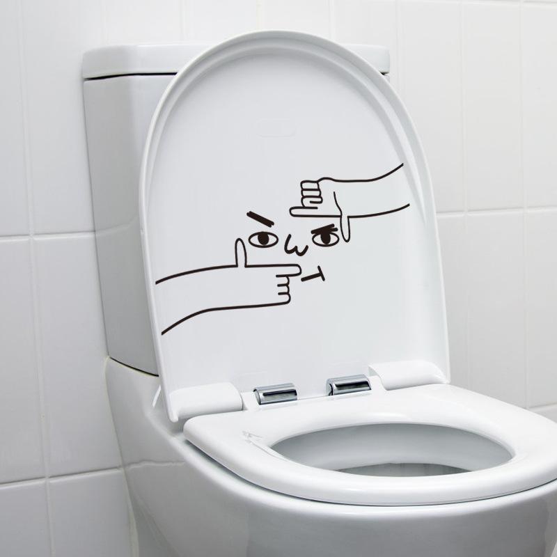 Lustige Toilettenaufkleber, schwarz-weiß, für Badezimmer, Sitz, Tank, Wand, wasserdichtes Vinyl