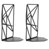 2Pcs Solid Geometry Book Stands Metal Hollow Desk Nonskid Bookend Shelf Heavy Duty Black