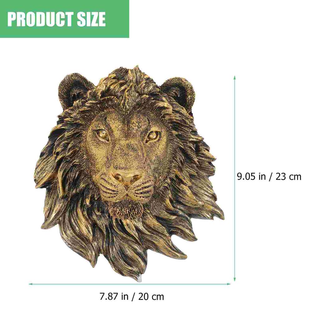 Imitation Copper Lion's Head Wall Sculpture Scene Pendants Bedroom Decorations Hanging Sculptures Home Animal