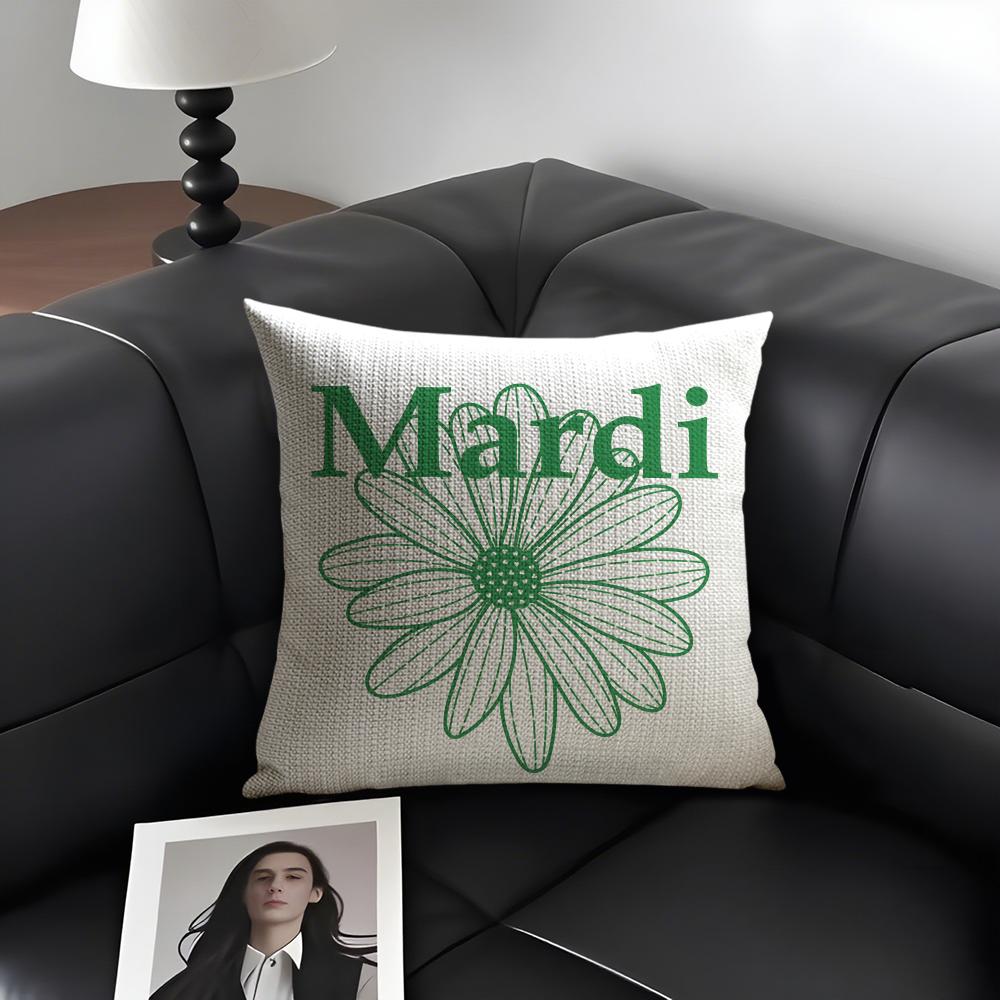 M-Mardi Brand Cushion Cover Natural Linen Organic Fabric Double-Sided Printing Sofa Home Decor Gift Pillow Case