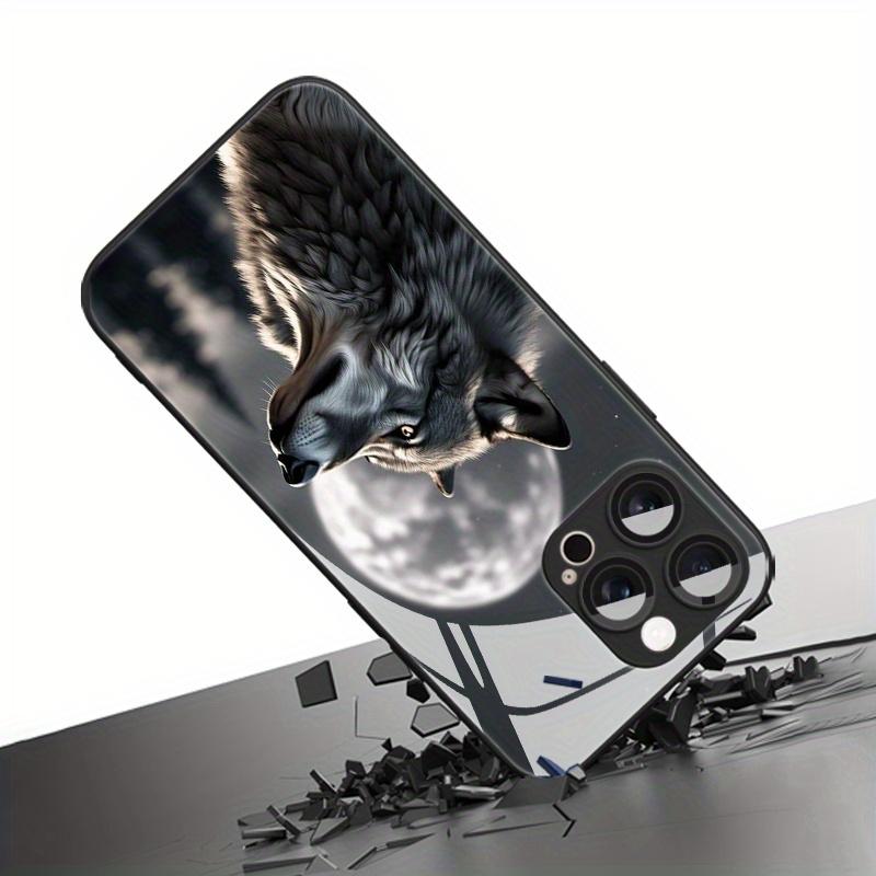 Einsamer Wolf König Muster gehärtetes Glas Handyhülle geeignet für iPhone 17 16 15 14 13 12 11Pro/Max/Plus sturzsicher und stoßfest