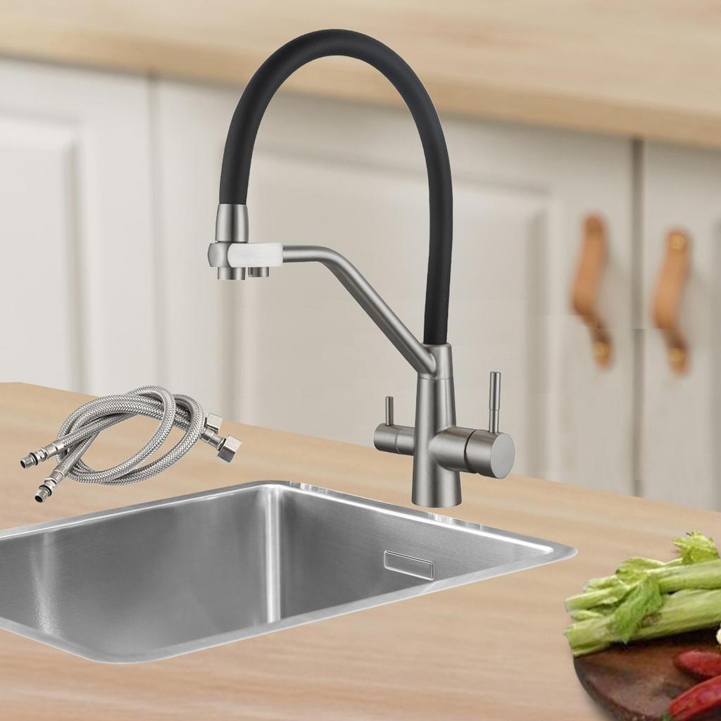 Purification Kitchen Faucet 3-ways Mixer Tap Basin Indoor Outdoor 2 Outlets