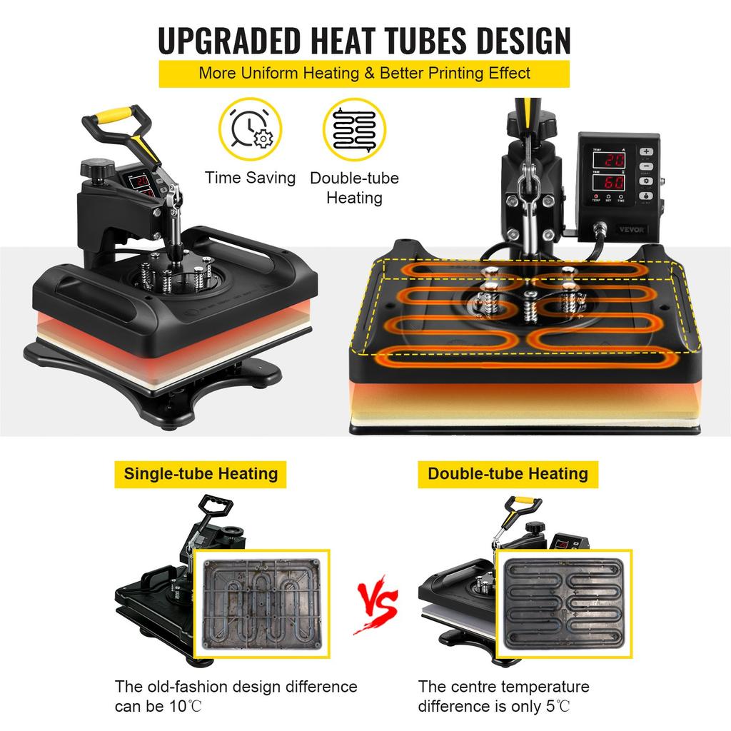 VEVOR Heat Press Machine 12 X 15 Inch 5 In 1 Shirt Printing Machine 360 Degrees Rotation Swing Away Heat Press 5 In 1 Heat Press 1000W Sublimation