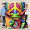 Frog and Sunflower Pattern Flannel printed blanket suitable for all seasons suitable for living room office sofa and travel