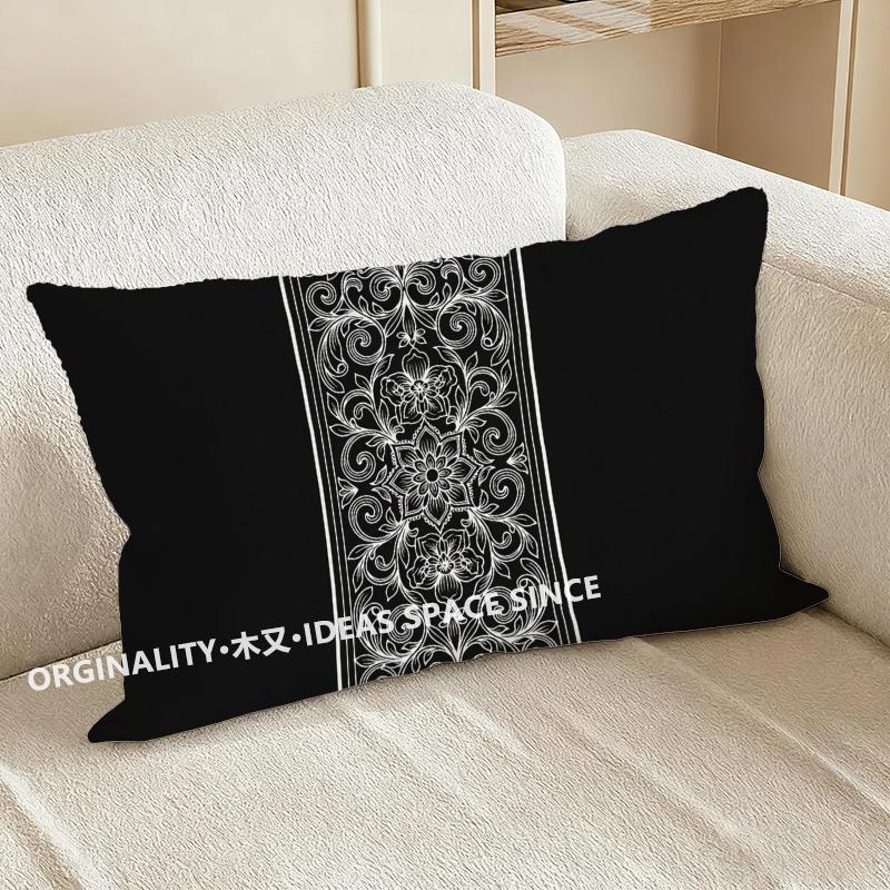 Elegant Floral Pattern Pillowcase Suitable For Sofa Bedroom Car Pillow Cover Cushion Rectangular Back Cushion