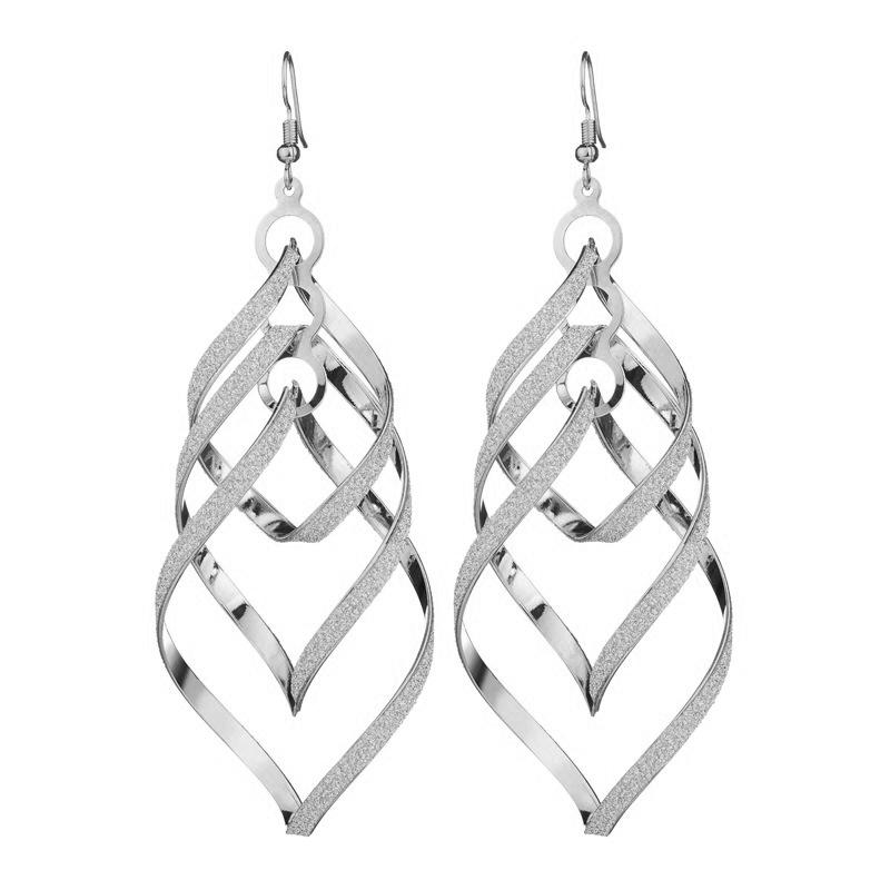 

Punk Metal Rock Trendy Long Drop Dangle Earrings For Women Geometric Spiral Big Statement Earrings For Women Sexy Girls Zircon медный