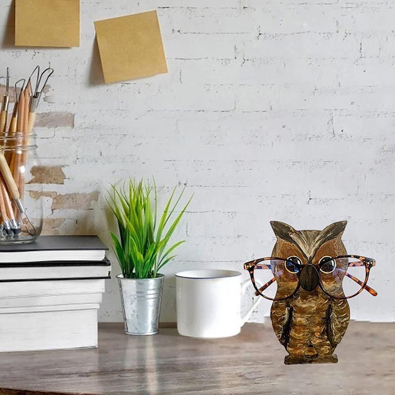 Wooden Animal Glasses Holder Display Stand for Office or Living Room Decor