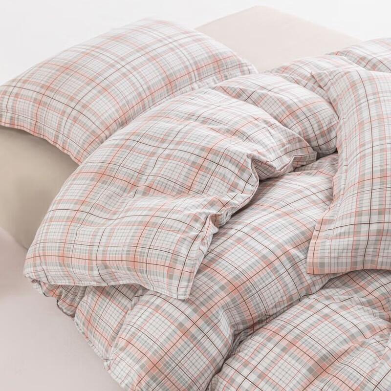 Muji Grün Kariert Gebürstetes Fleece 4-teiliges Bettwäsche-Set