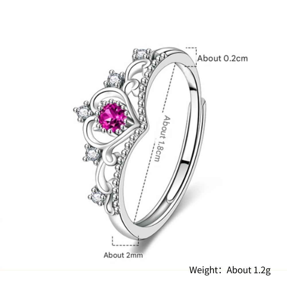 925 Sterling Silver Fashion Luxury Crown Zircon Ring Birthday Party Anniversary Gift