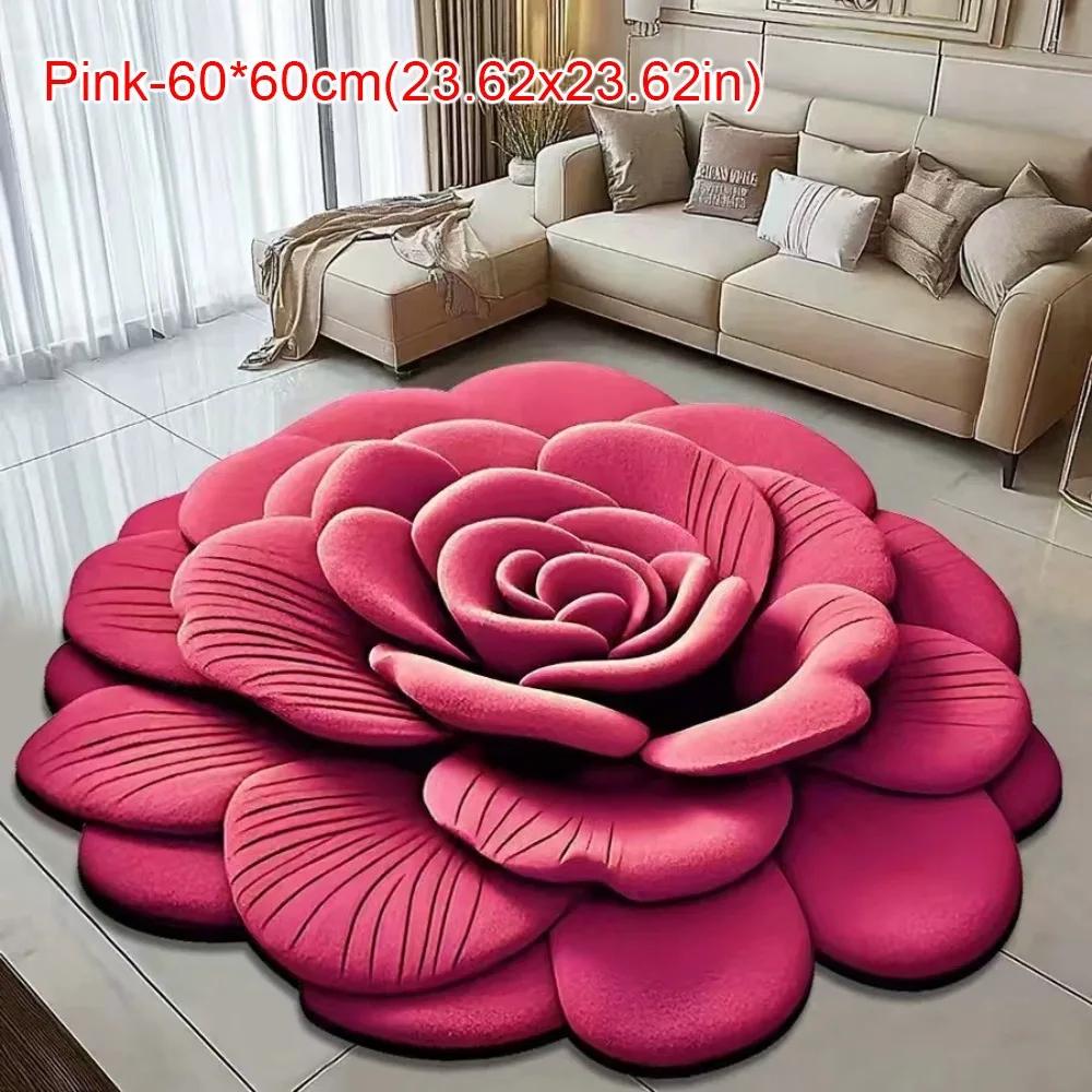 Special-shaped Flower Carpet Non-slip Soft Peony Floor Mat Absorbent 40x40cm/60x60cm Blanket for Living Room Tea Table Bedside