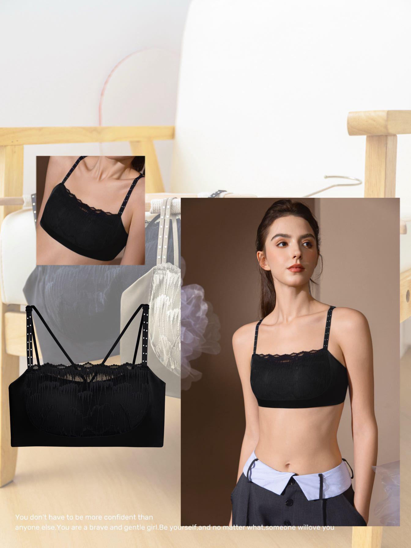 Seamless French Lace Backless Push-Up Bra for Women: Breathable, Slimming, Comfortable. M: 42-50 kg