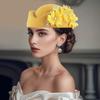 Cappello Turbante in Feltro con Fiore Moda Berretto Morbido Vintage Berretti Casual Cappellino da Tea Party per Donne