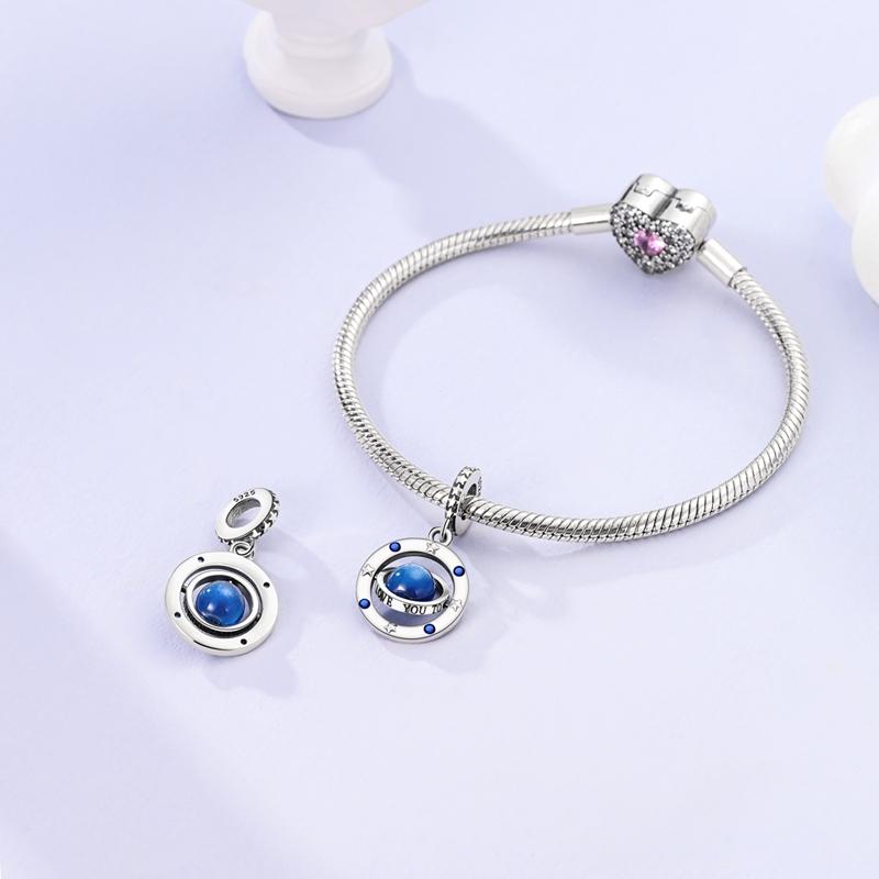 Anhänger Silber Blauer Sternenhimmel Planet Sterne Anhänger Passen Original Armbänder Anhänger Für Frauen Schmuck DIY Herstellung Geschenke