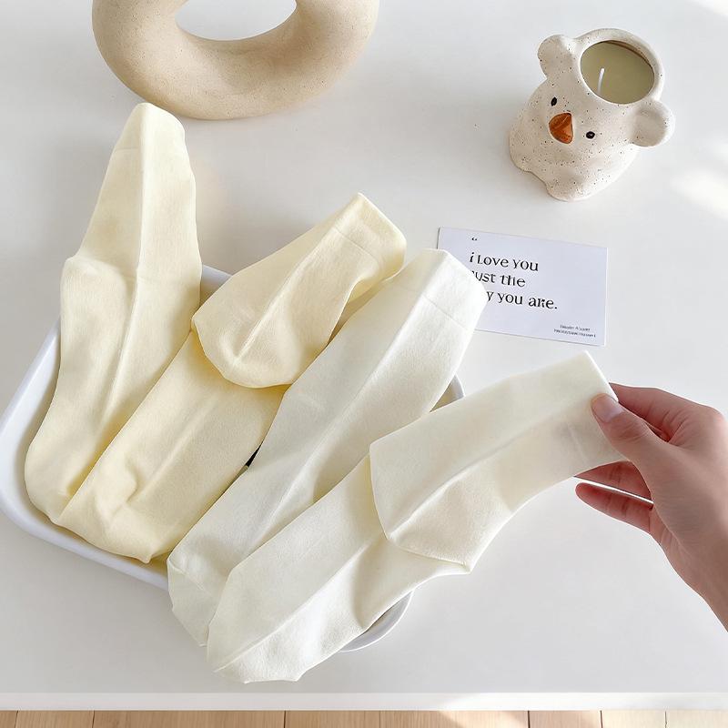 Morandi Color Women’s Seamless Mid-Calf Cotton Socks - Soft, Postpartum-Friendly, Spring & Autumn Style