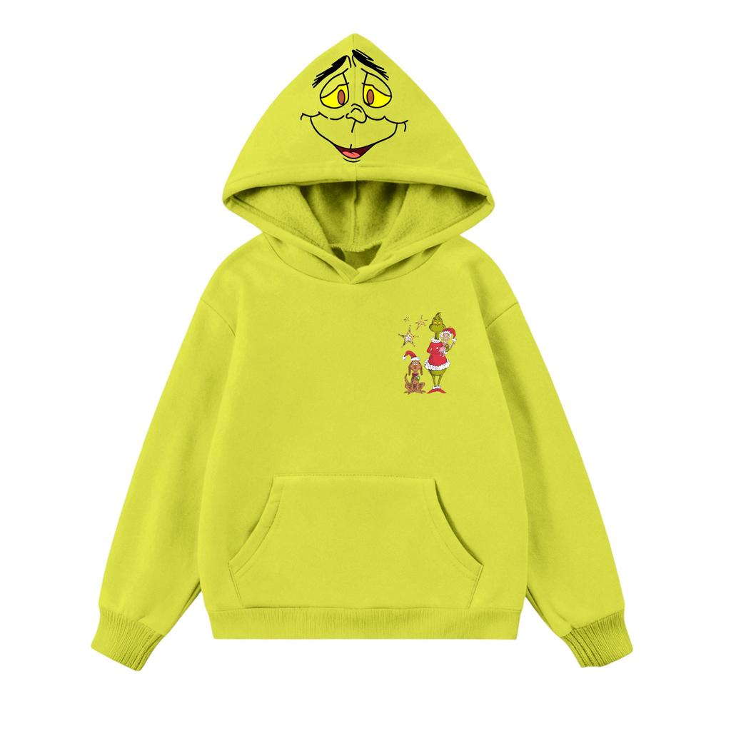 Children's Casual Round Neck Printed Pullover Long-sleeved Hooded Sweatshirt Top