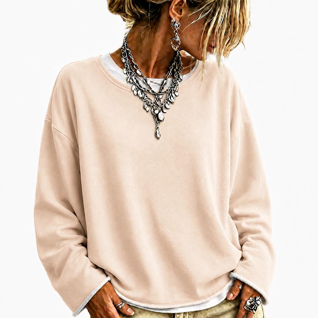 Damen Freizeit gestreift locker geschnitten Langarm Sweatshirt Top