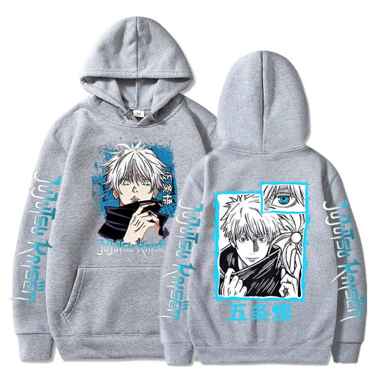 Anime Jujutsu Kaisen Satoru Gojo Graphic Hoodies Vintage Oversized Hooded Hip Hop Long Sleeves Hoodie Men Women Clothes