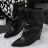 Women's Slim Heel Shoes Winter New Pointed Sleeve Anti-slip Wear-resistant Temperament Pant Short Boots