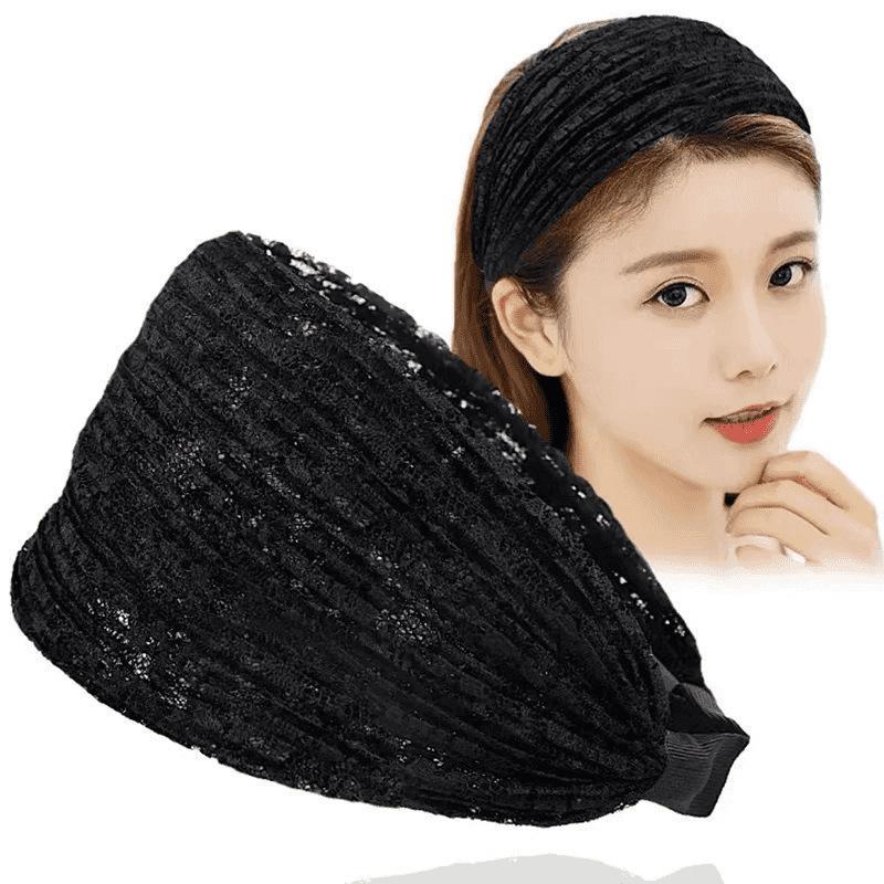 Non Slip Wide Lace Hair Band Hollow Elastic Mesh Hair Hoop Comfortable for Women Home Travel Hair Styling